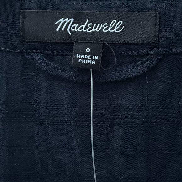 Madewell NWT Tie-Waist Tiered Midi Dress Size 0 in Windowpane Navy - Picture 8 of 12